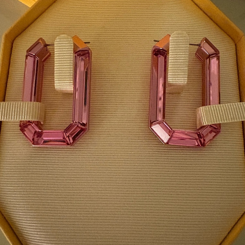 Swarovski Lucent Pink Hoops - new in box
